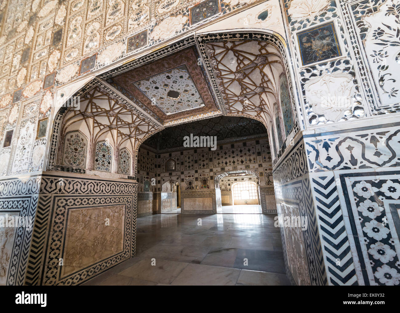 Fuerte Amber Palace cerca de Jaipur, Rajasthan, India Foto de stock