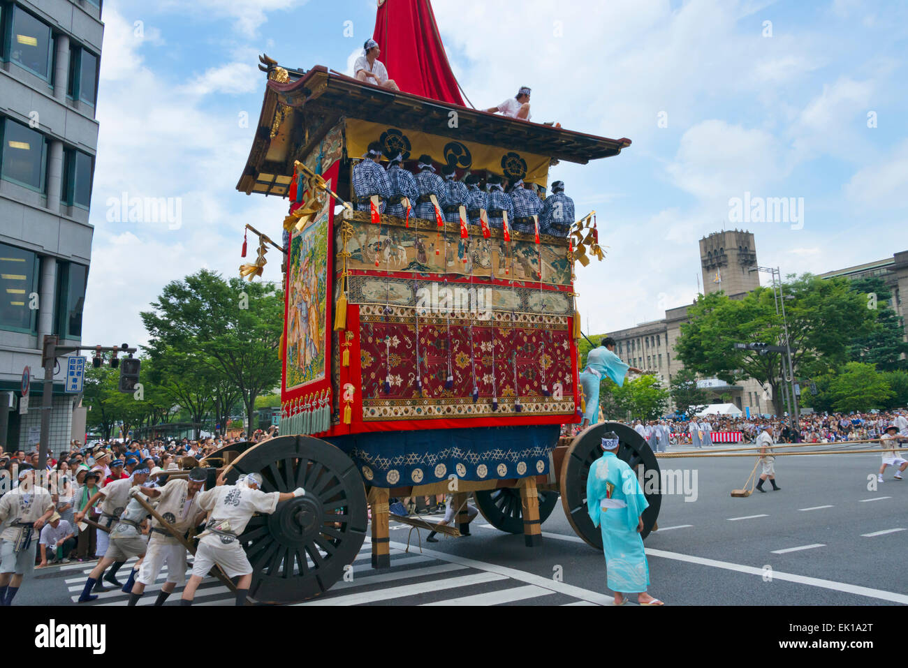 Desfile de flotación durante el Gion Matsuri de Kyoto, Kyoto, Japón Foto de stock