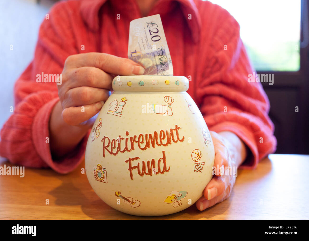 Los ahorros del fondo de pensión de jubilación. Foto de stock