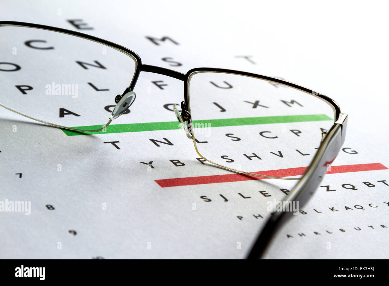Examen de los ojos, gafas dioptría check up Foto de stock