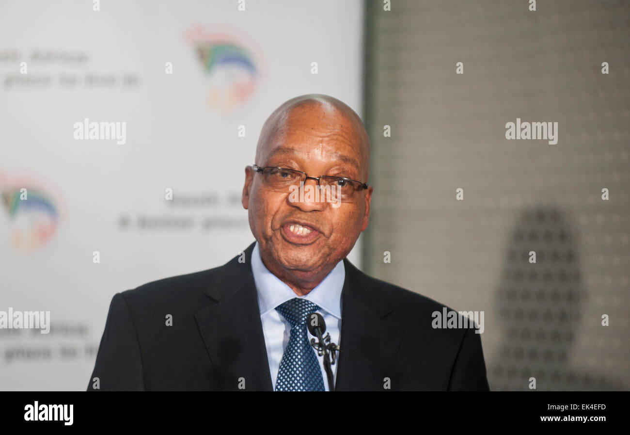El Presidente Zuma anuncia su nuevo gabinete. Foto de stock