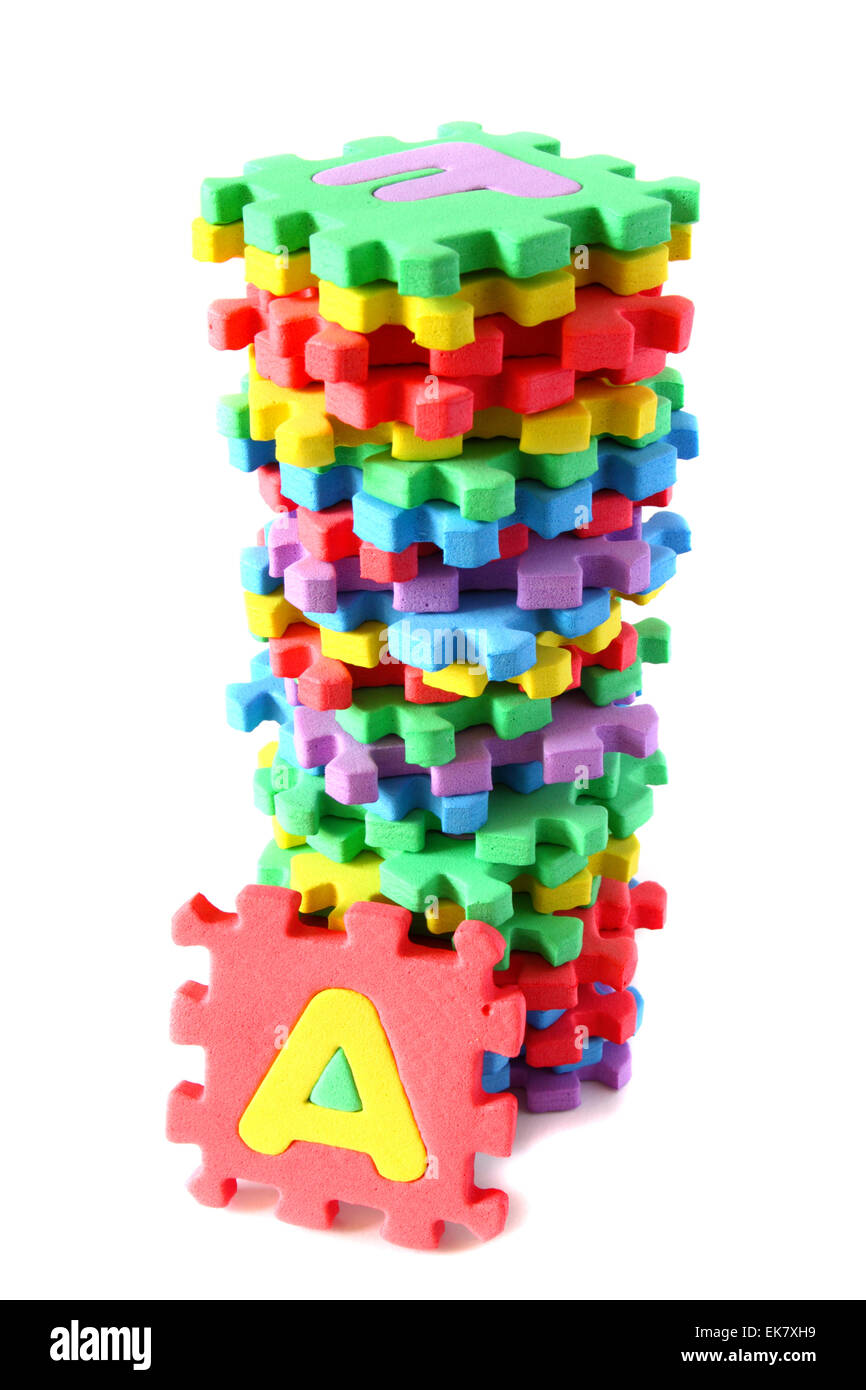 El alfabeto colorido puzzle mat aisladas con carácter 'A' Foto de stock