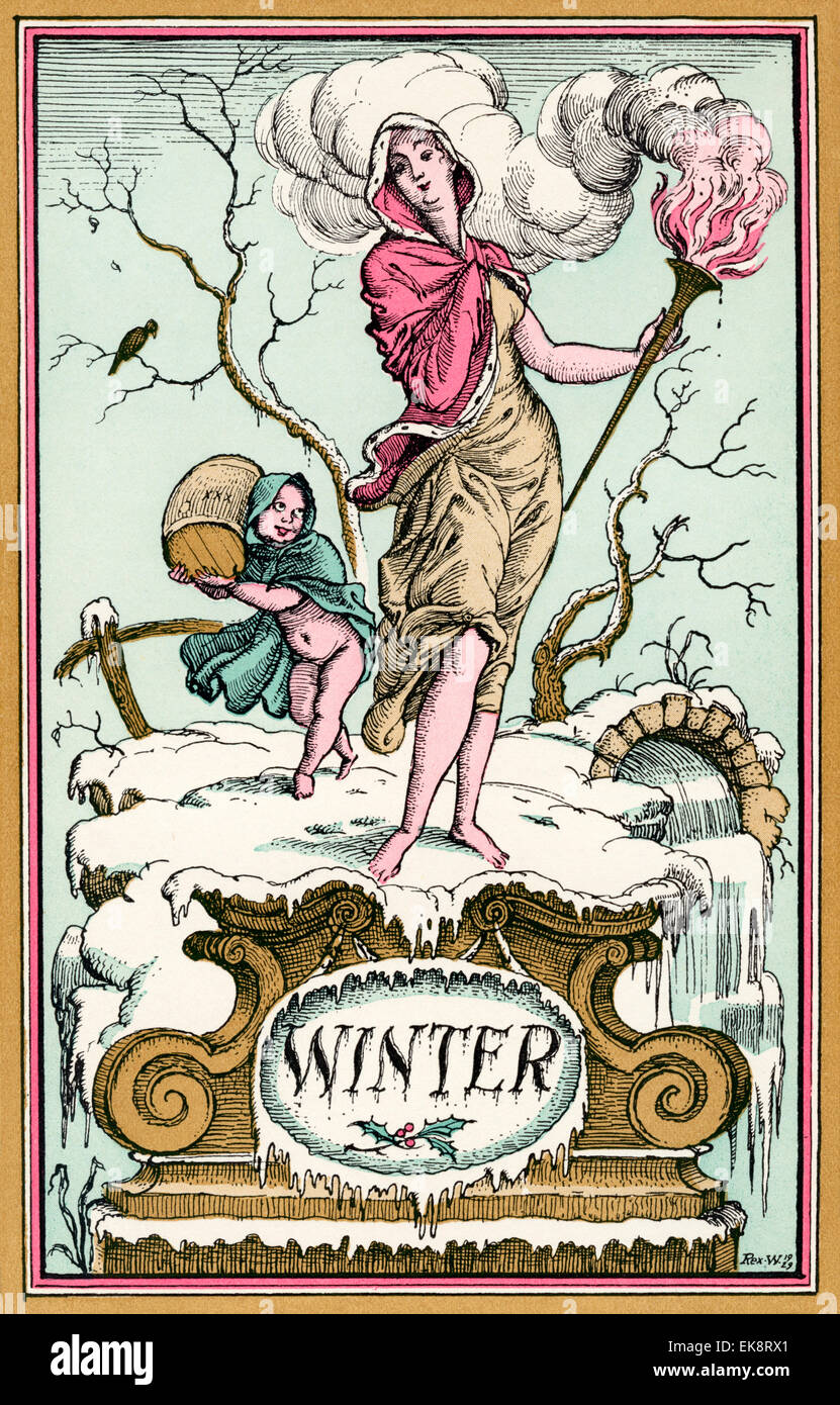 El invierno. Ilustración por Reginald Juan "Rex" de Whistler. Foto de stock