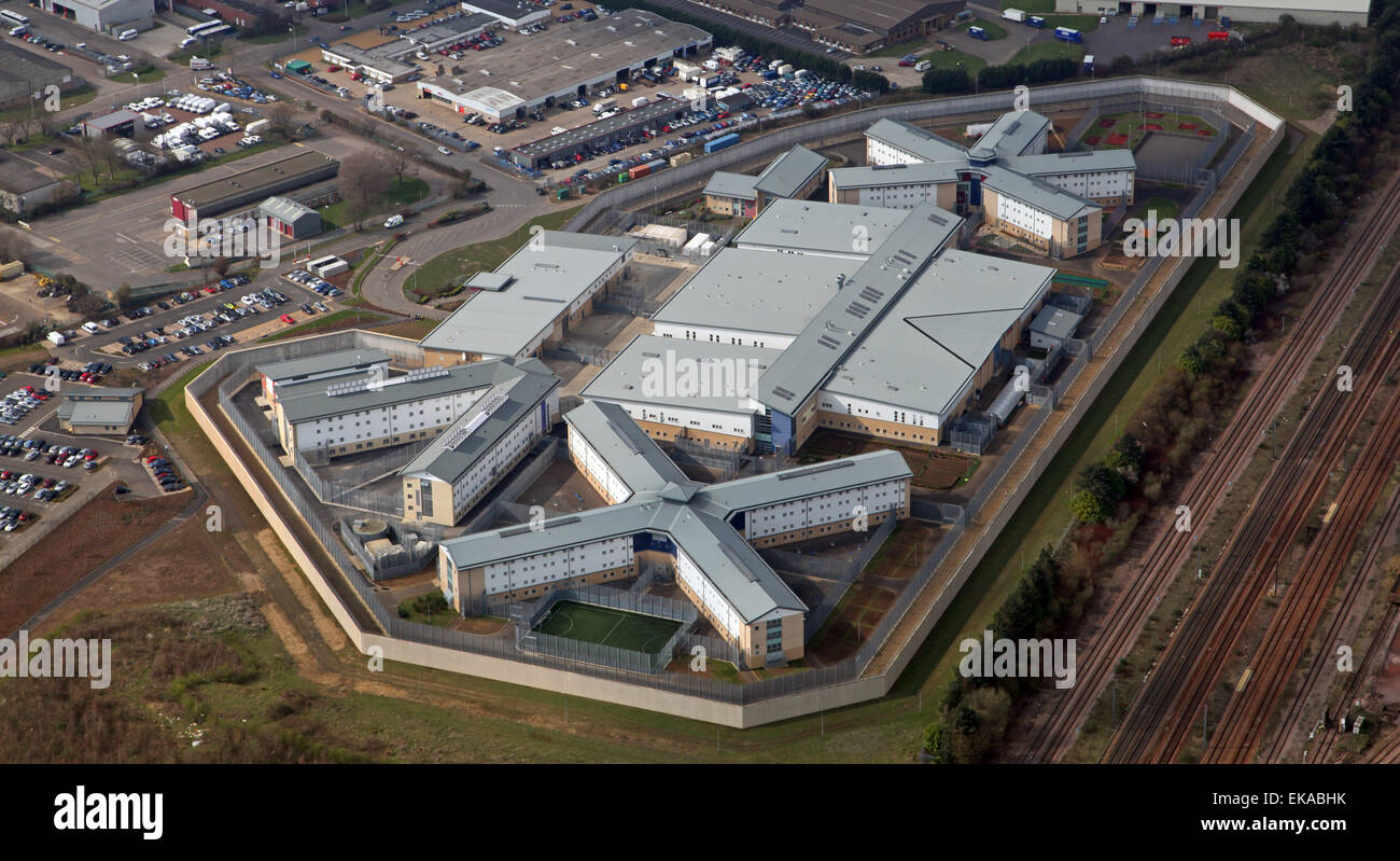 Vista aérea de la prisión HM Peterborough, Categoría B las prisiones Foto de stock