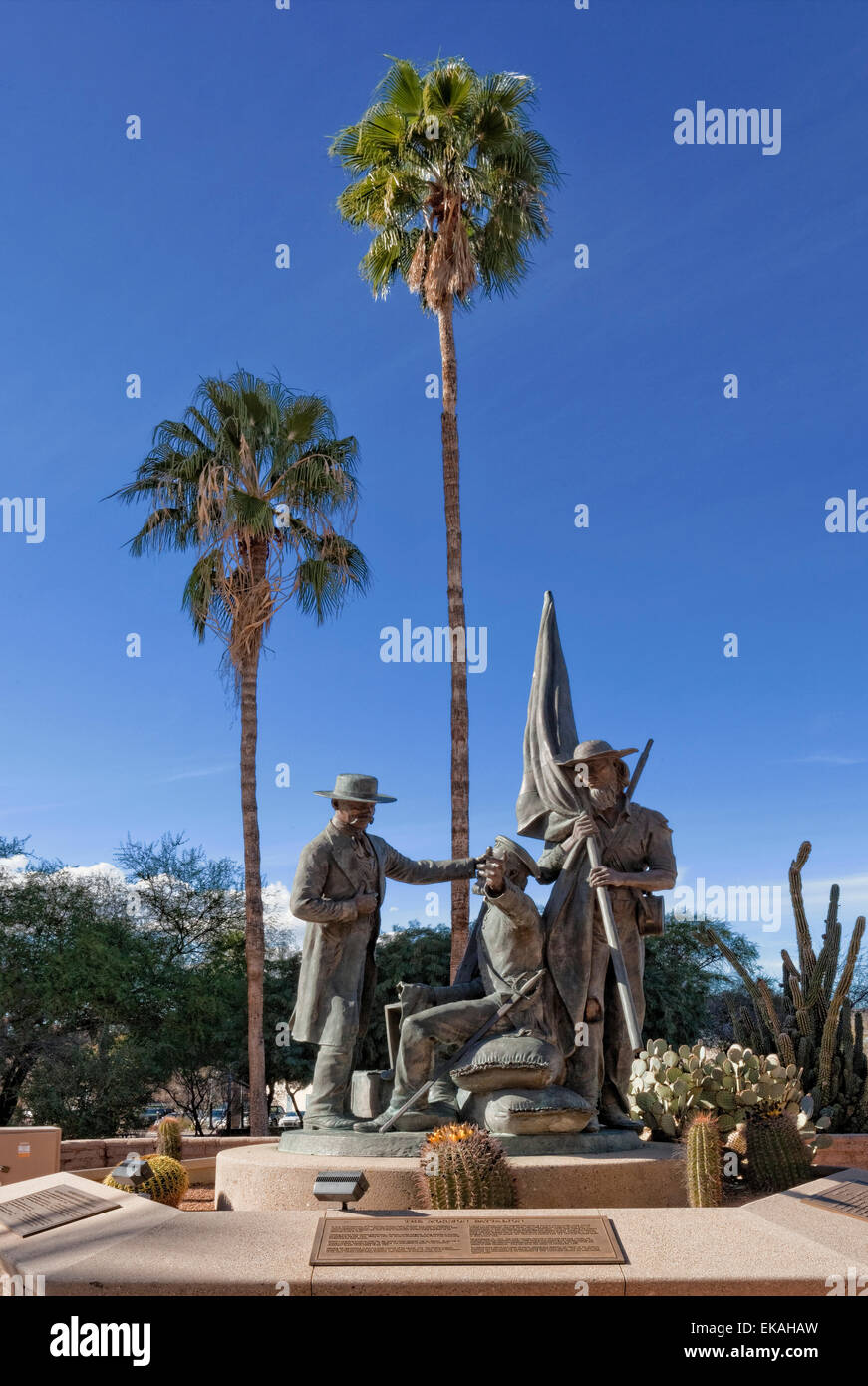 Batallón Mormón estatua en Tucson, AZ. El Batallón Mormón, la única unidad religiosa en la historia militar de los Estados Unidos. Foto de stock