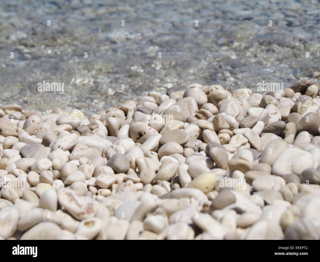 Las piedras blancas en la playa Foto de stock