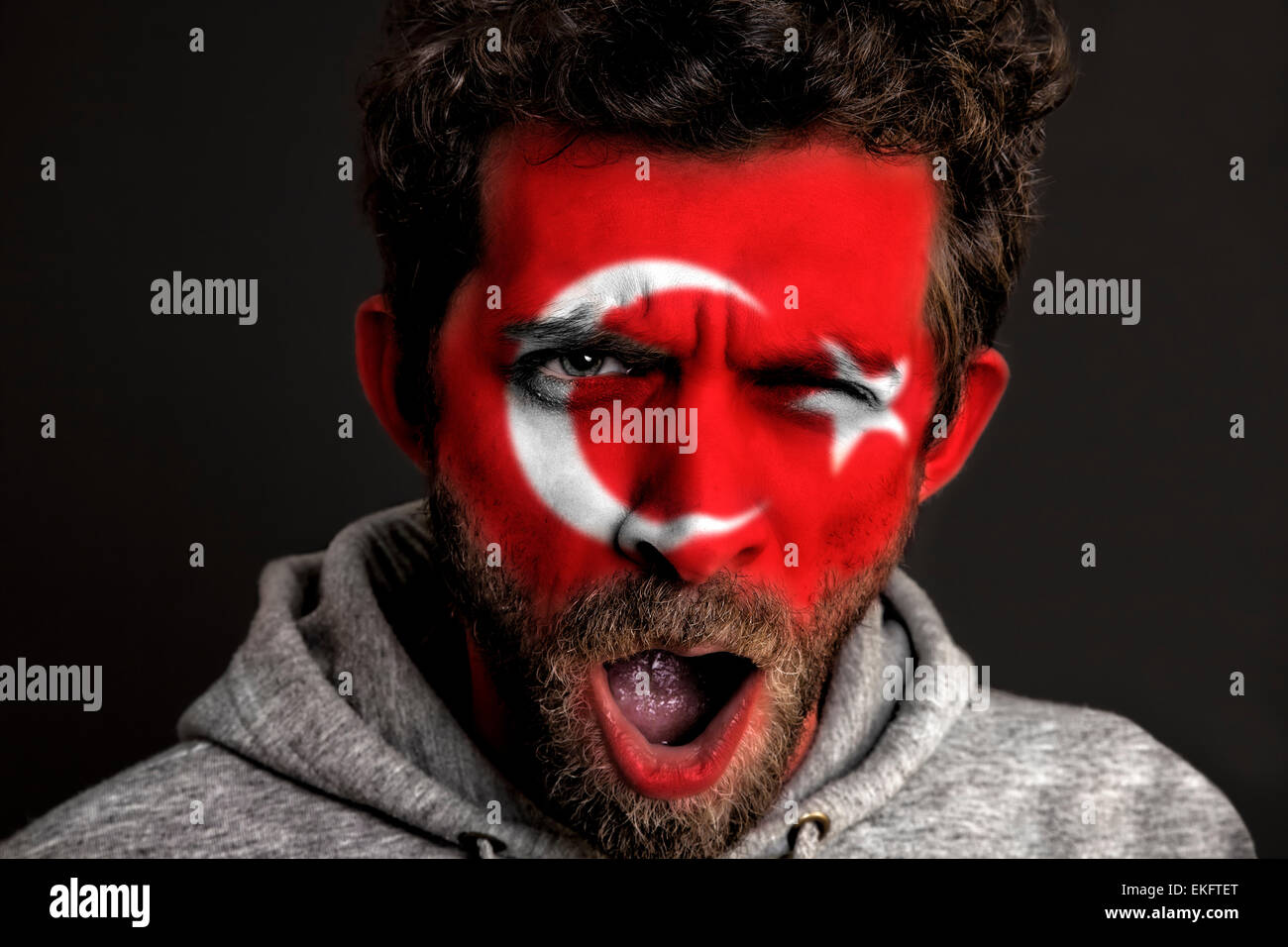 Bandera turca en la cara Foto de stock
