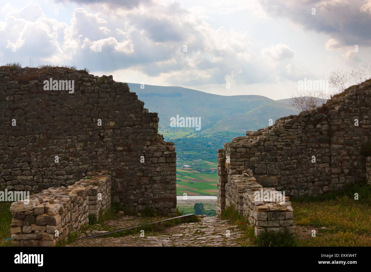 La alcazaba y el castillo de Berat (Patrimonio de la humanidad de la UNESCO), Albania Foto de stock