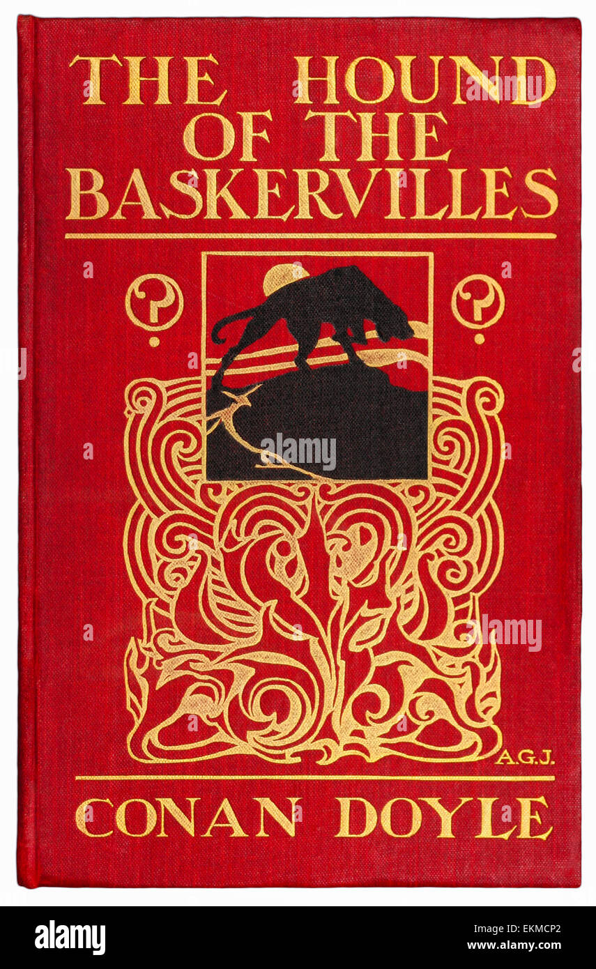 Portada desde 1902 primera edición de la novela "El sabueso de los Baskerville" por Arthur Conan Doyle (1859-1930) con ilustraciones de Sidney Paget (1860-1908). Consulte la descripción para obtener más información. Foto de stock