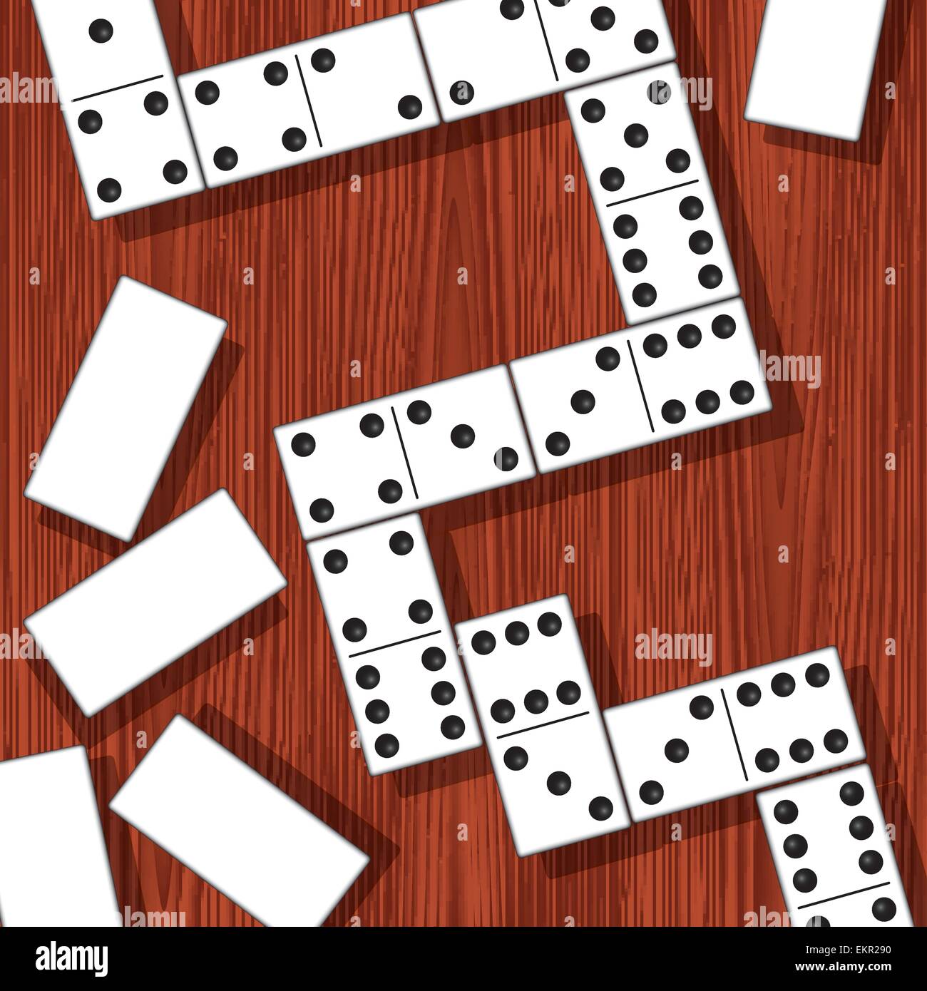 Domino fragmentos aislados en la tabla. Ilustración vectorial Imagen Vector  de stock - Alamy