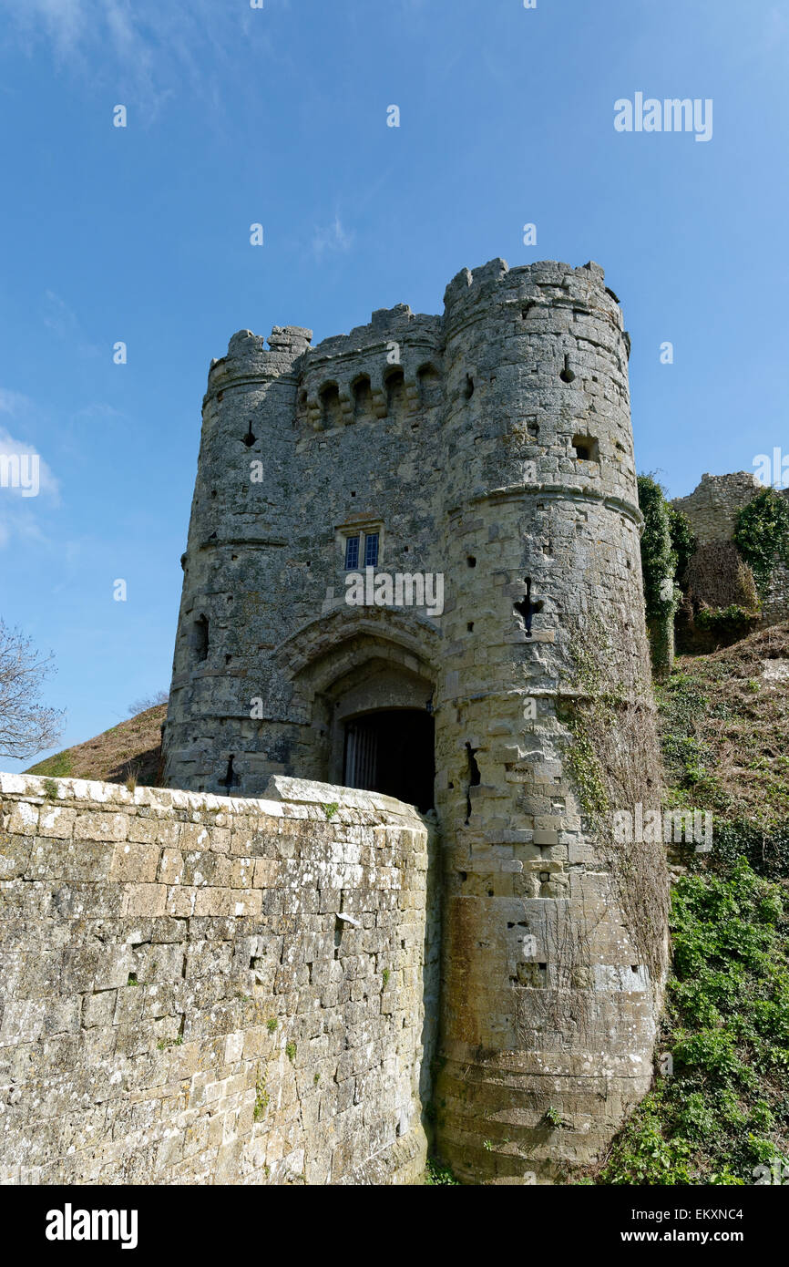 Gatehouse, Castillo de Carisbrook, Newport, Isla de Wight, Inglaterra, Reino Unido, GB. Foto de stock