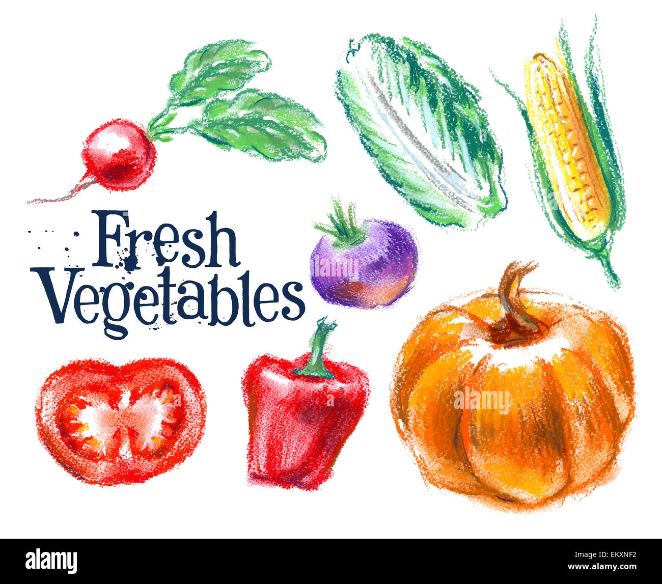 Verduras vector logo design template. alimentos frescos o cosecha de icono. Foto de stock