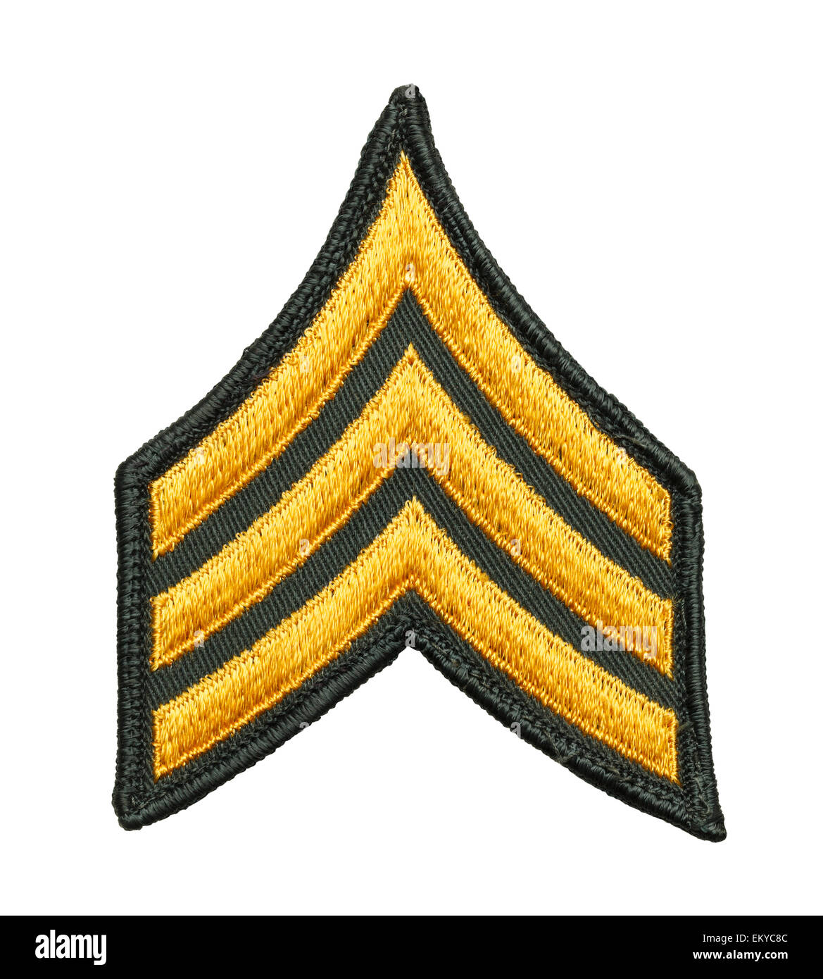Tres rayas de parches del Ejército aislado sobre fondo blanco. Foto de stock
