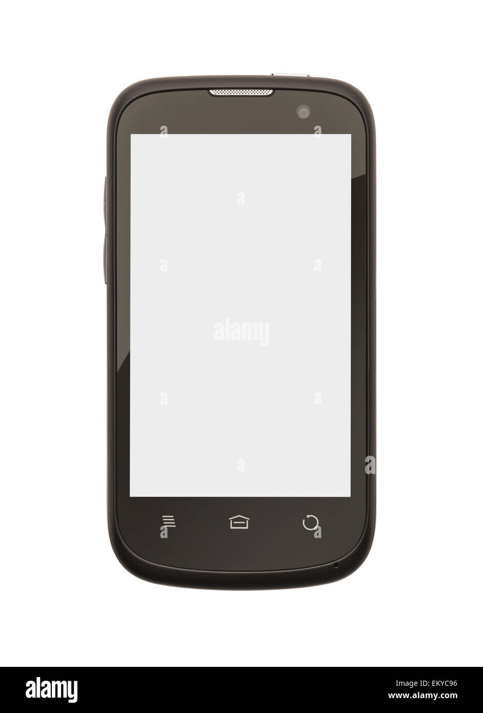 Teléfono celular con copia espacio aislado en fondo blanco. Foto de stock