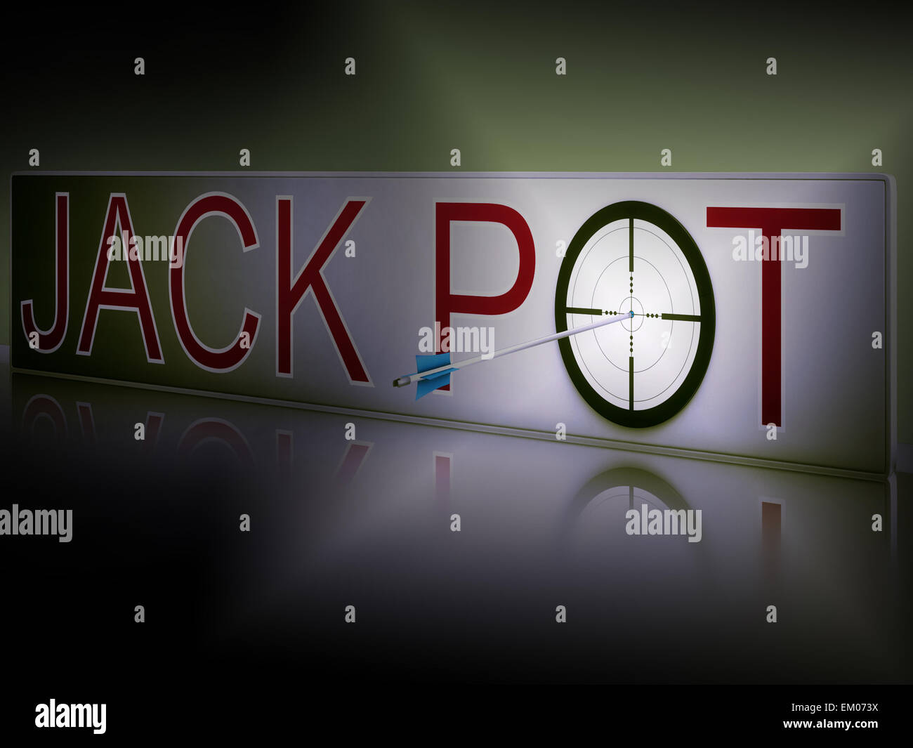 Jackpot Muestra el éxito en la lotería o los juegos de azar Foto de stock