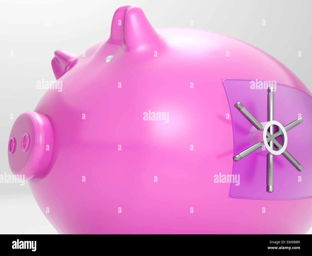 Seguro de Ahorro muestra Piggy Bank protegido Foto de stock