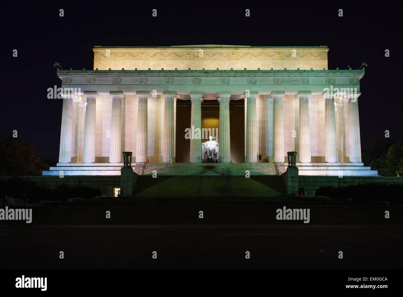 Por la noche el Lincoln Memorial en Washington DC, Estados Unidos. Foto de stock