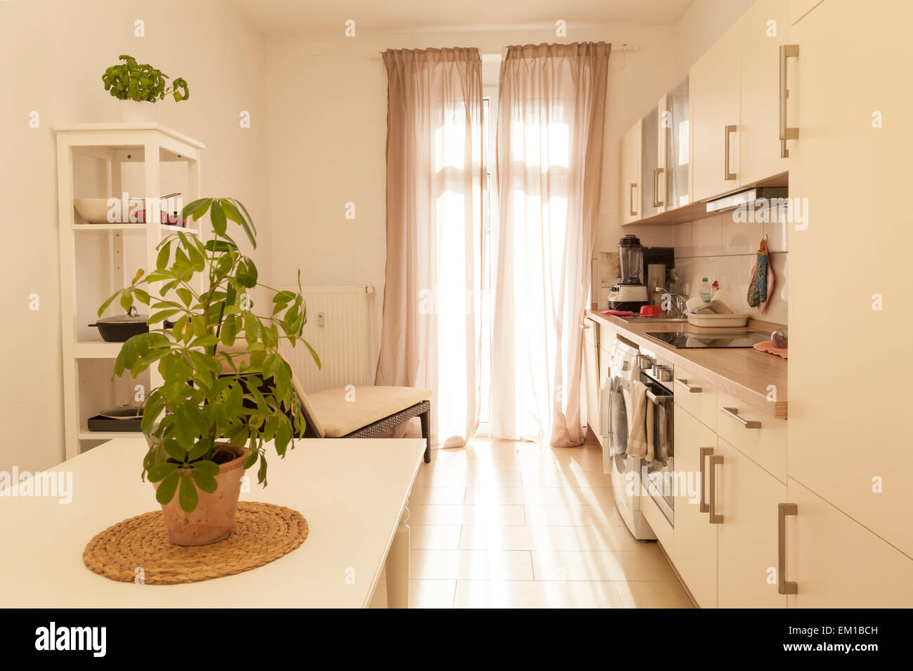 Cocina moderna habitación con cocina equipada Foto de stock