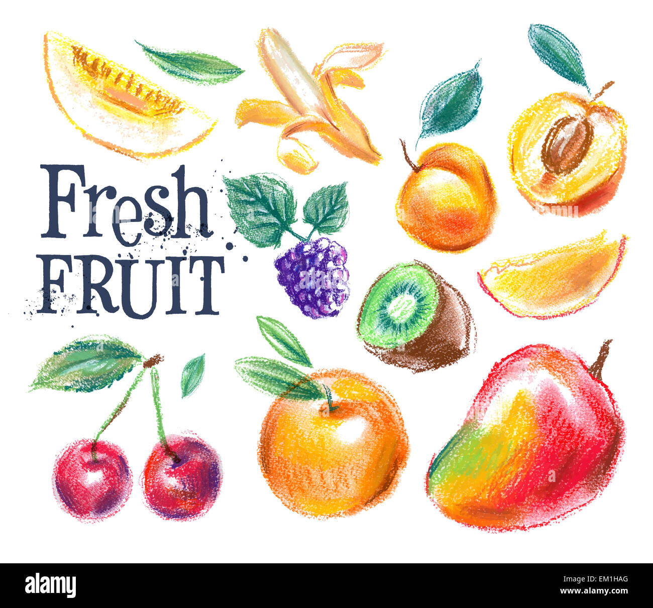Comida fresca vector logo design template. fruta madura o cosecha de icono. Foto de stock