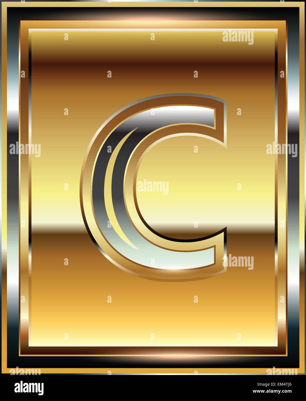 Ilustración de fuente de oro letra c Imagen Vector de stock - Alamy