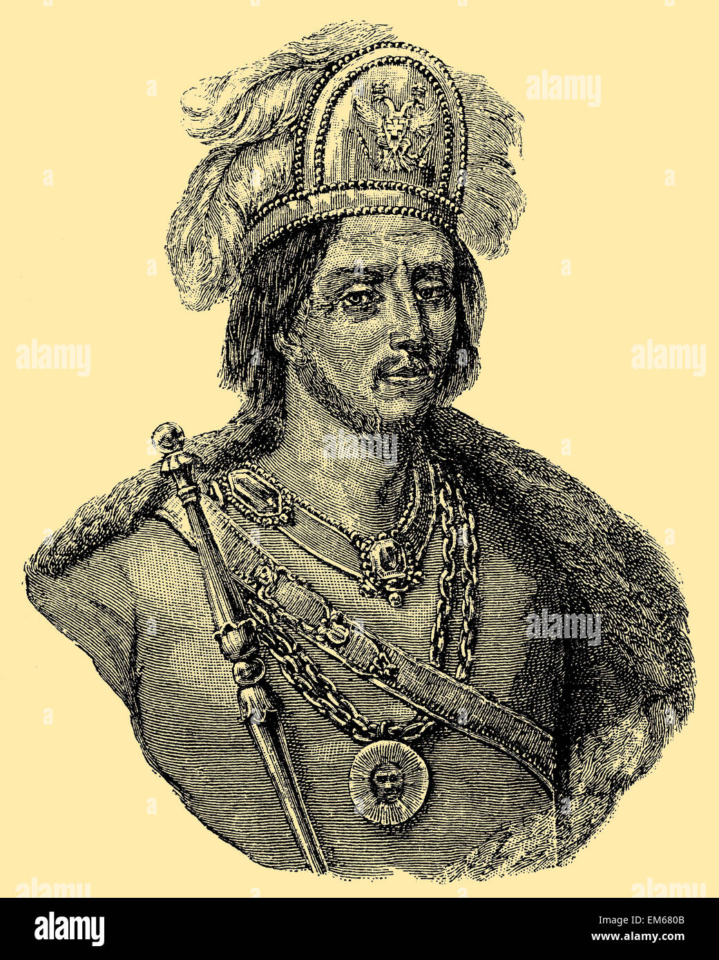 Moctezuma II (1466-1520), el noveno emperador azteca, regla al comienzo de la conquista española de México Foto de stock