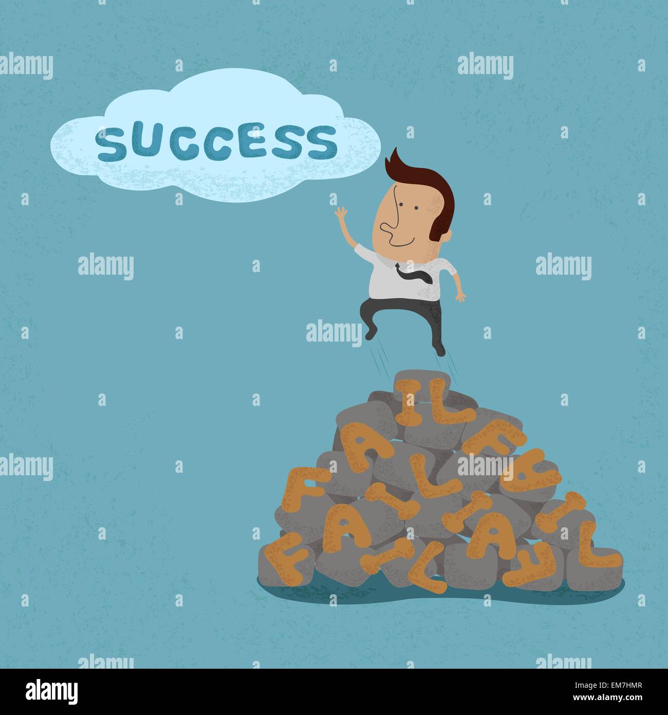 Hombre de negocios de saltar sobre el fracaso ir al éxito , symbolizin Ilustración del Vector