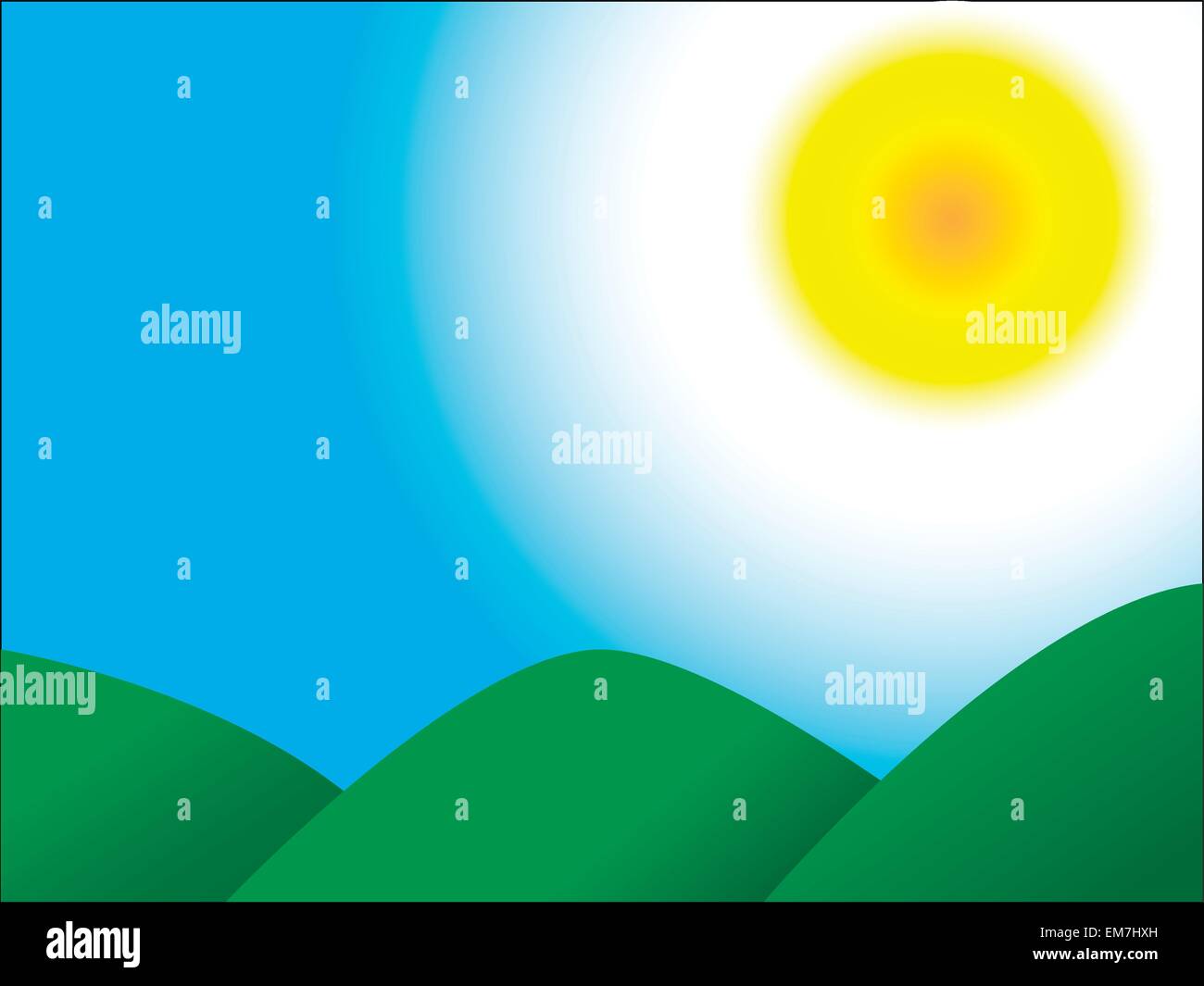 Las montañas Sky Sun Ilustración del Vector