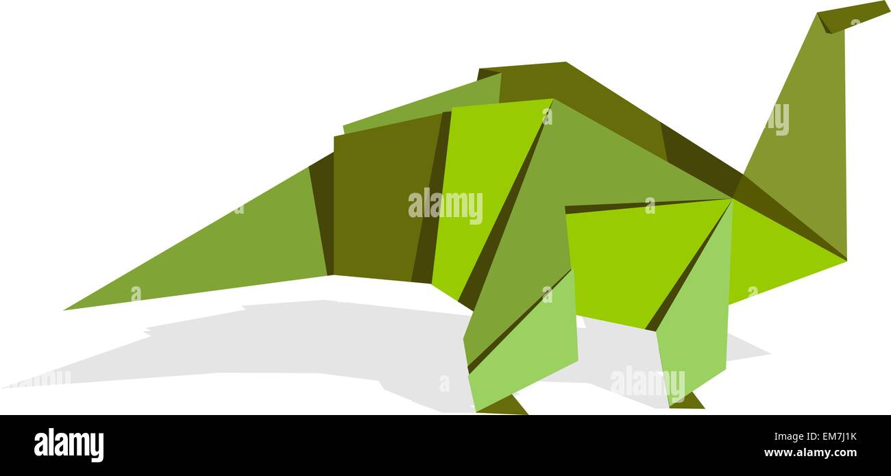 Colores vibrantes origami dinosaurio Ilustración del Vector