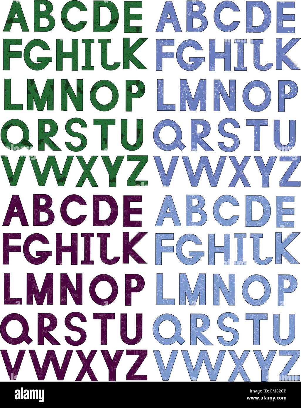 Los alfabetos con patrón de navidad Ilustración del Vector