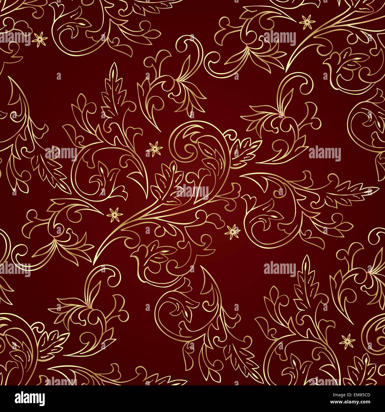 Oro rojo vintage floral patrón perfecta Ilustración del Vector