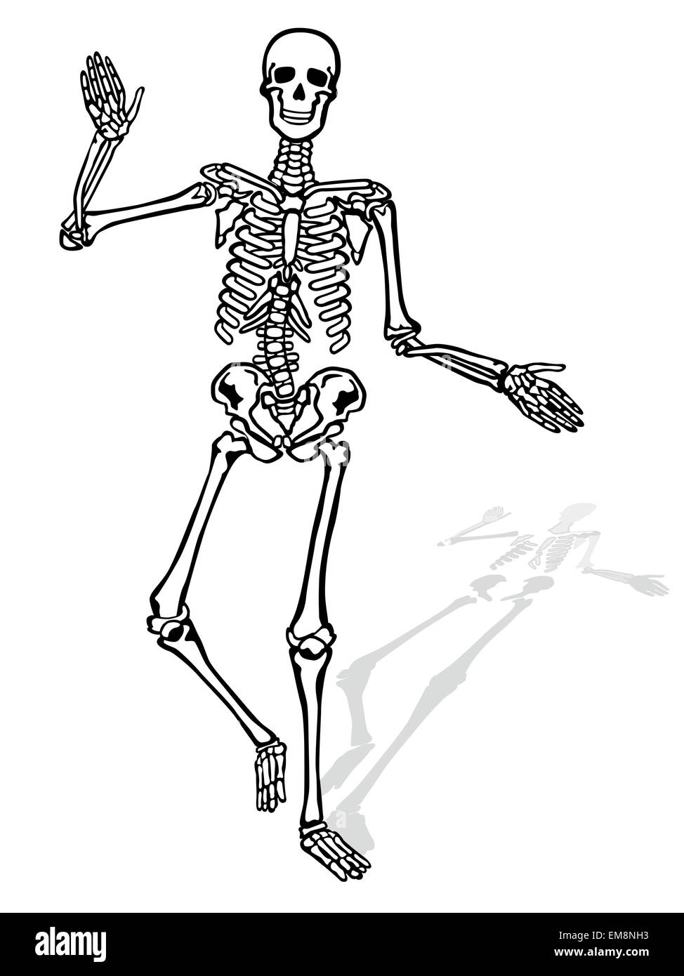 Agitar el esqueleto personaje Ilustración del Vector