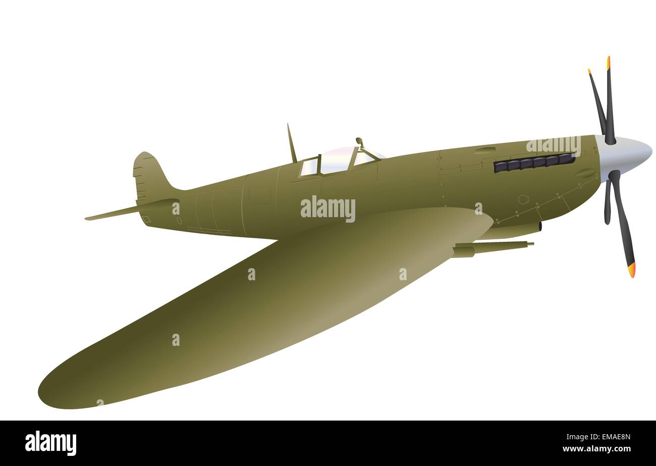 Una ilustración vectorial de una Vendimia avión de combate de la Guerra Mundial Dos aislado en blanco Ilustración del Vector