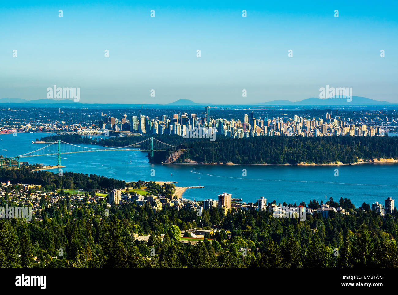 Vista aérea de Vancouver, Canadá Foto de stock