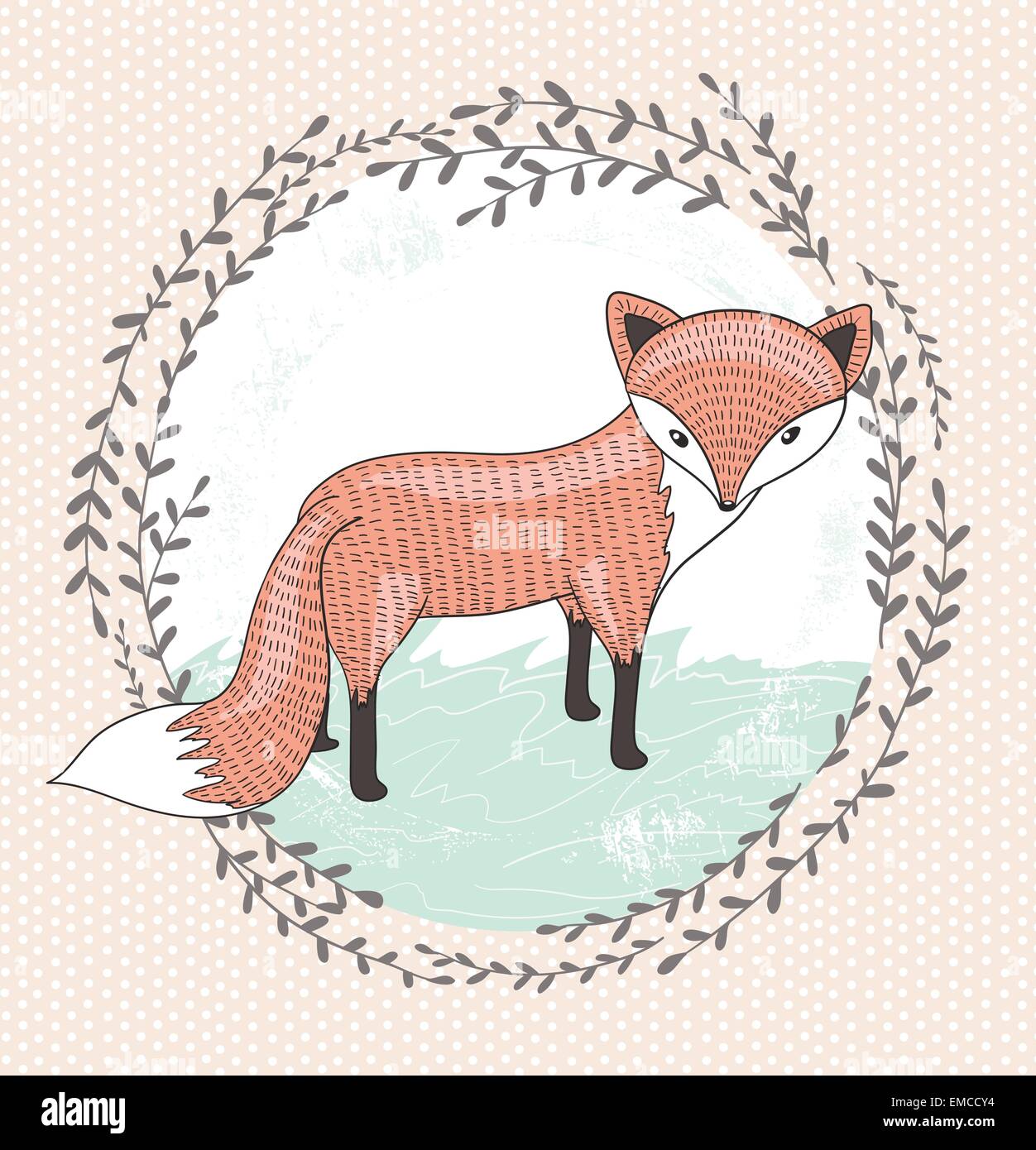 Cute little fox ilustración para niños. Ilustración del Vector
