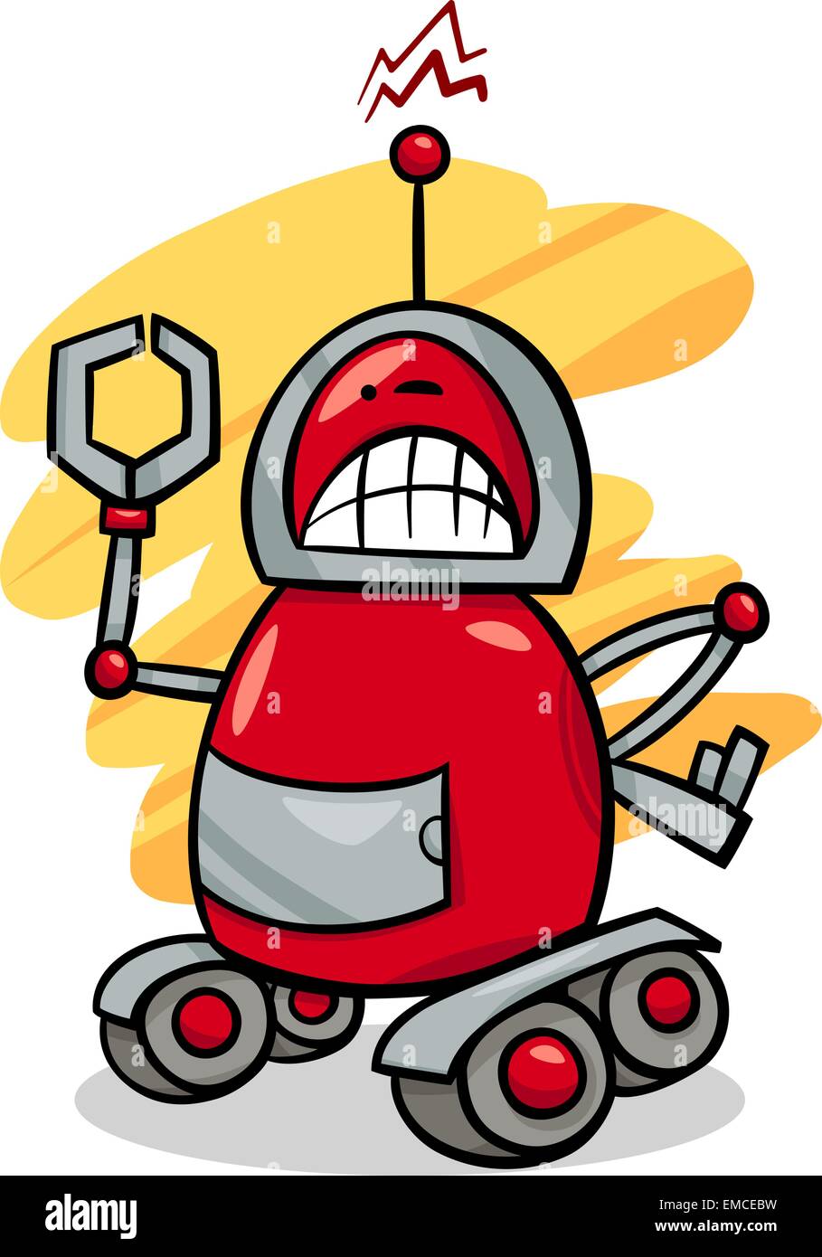 Angry robot ilustración dibujos animados Imagen Vector de stock - Alamy