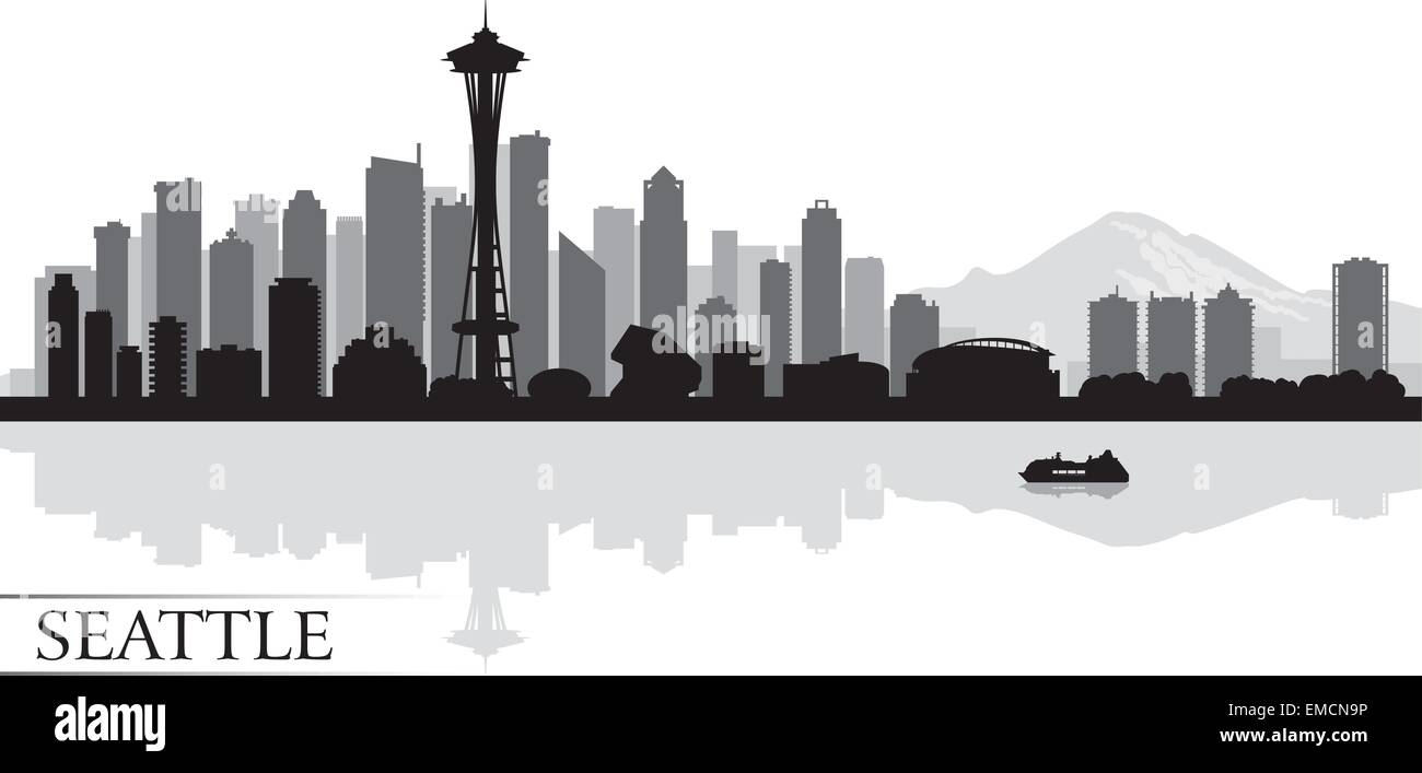 Antecedentes La silueta del horizonte de la ciudad de Seattle Ilustración del Vector