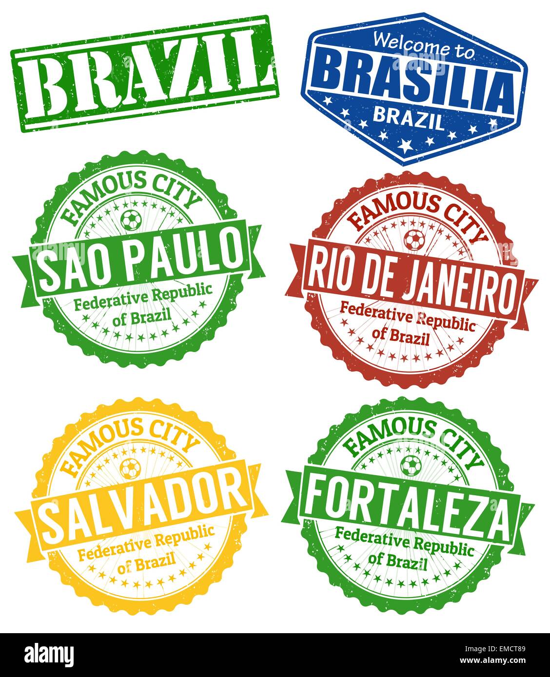 Juego de sellos de ciudades de Brasil Imagen Vector de stock - Alamy