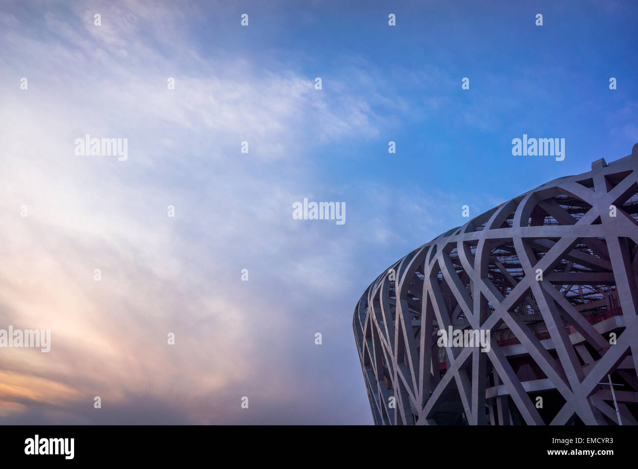 Estadio Nacional de Pekín en Sunset Foto de stock