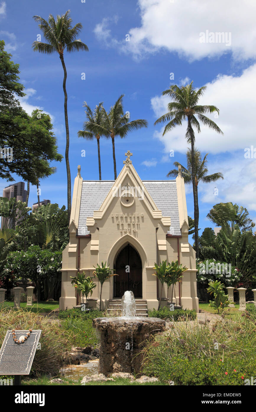 Hawaii, Oahu, Honolulu, la tumba del rey Lunalilo, Foto de stock