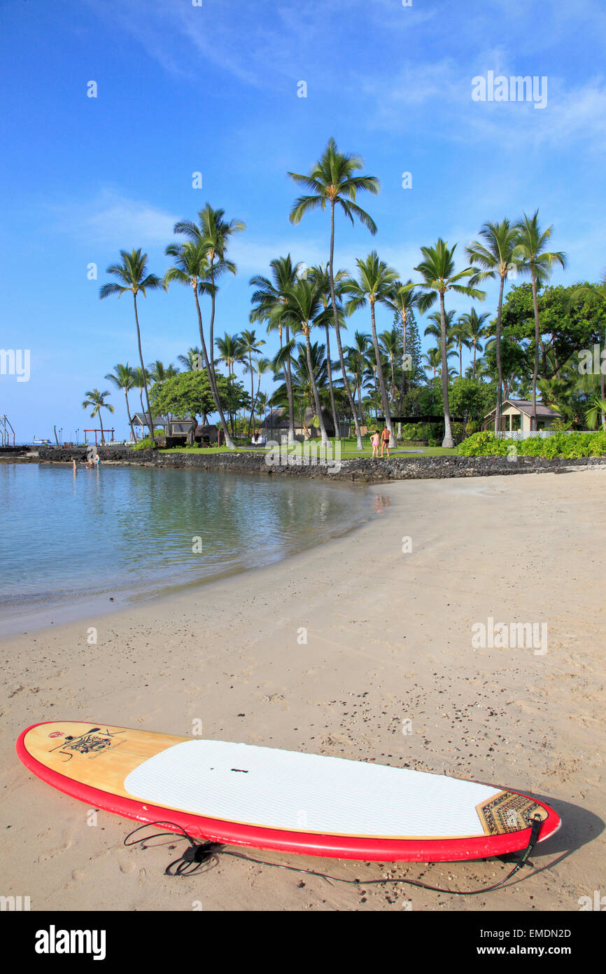 Hawaii, Isla Grande, Kailua-Kona, Kamakahonu Playa, Foto de stock