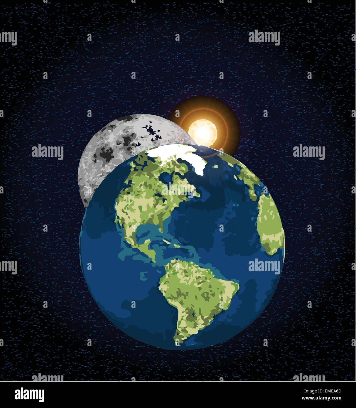 Luna de la tierra y el sol Ilustración del Vector