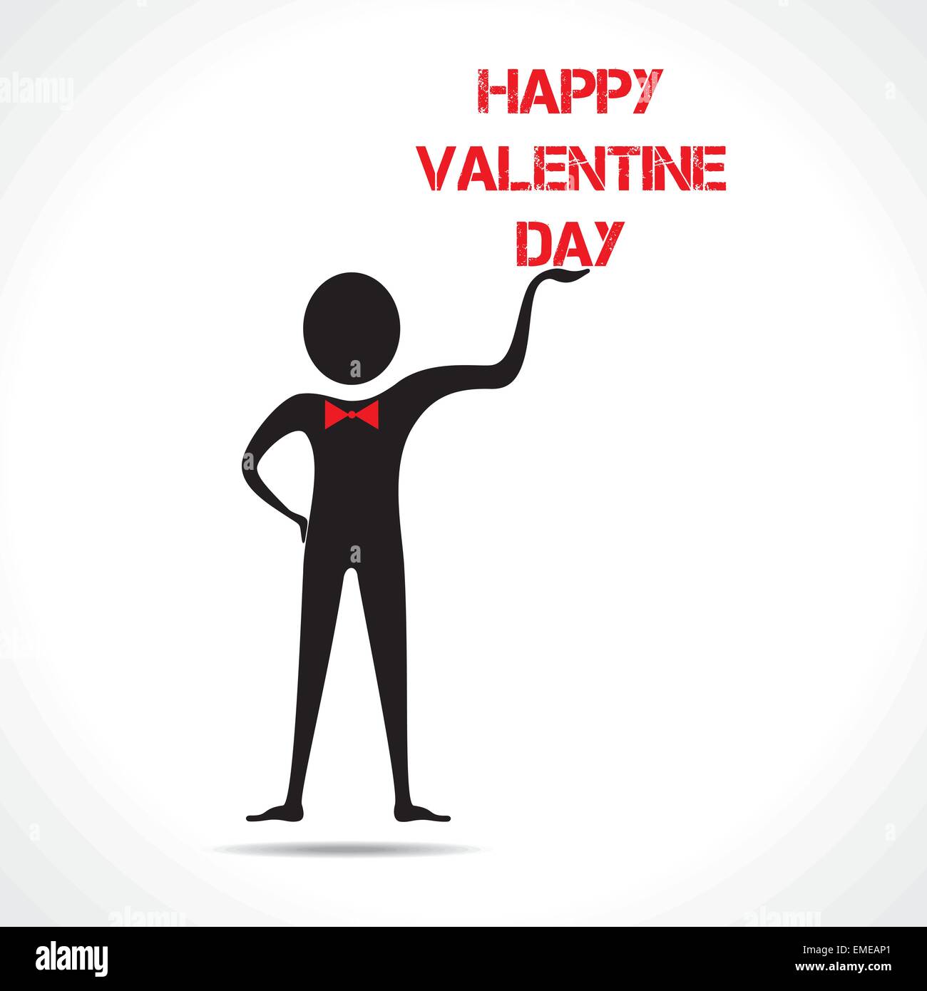 Hombre sujetando feliz día de San Valentín texto Ilustración del Vector