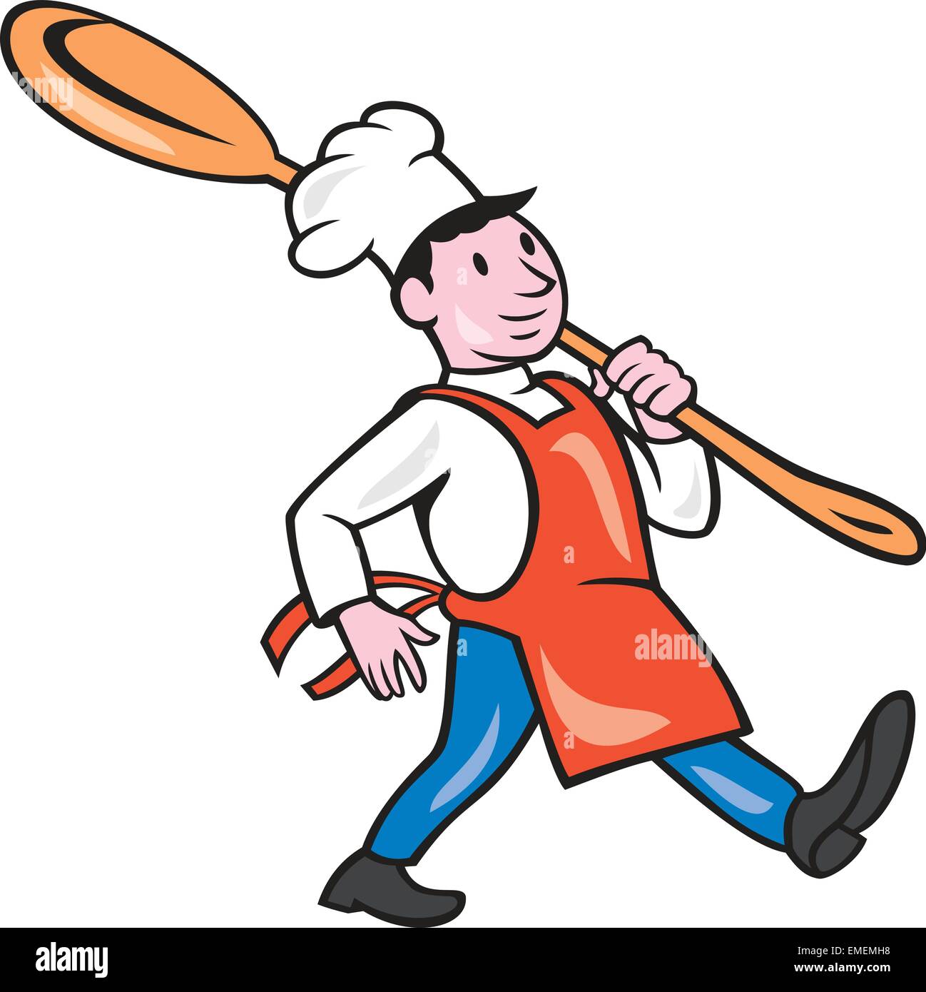 Chef marchando cuchara de dibujos animados Imagen Vector de stock - Alamy