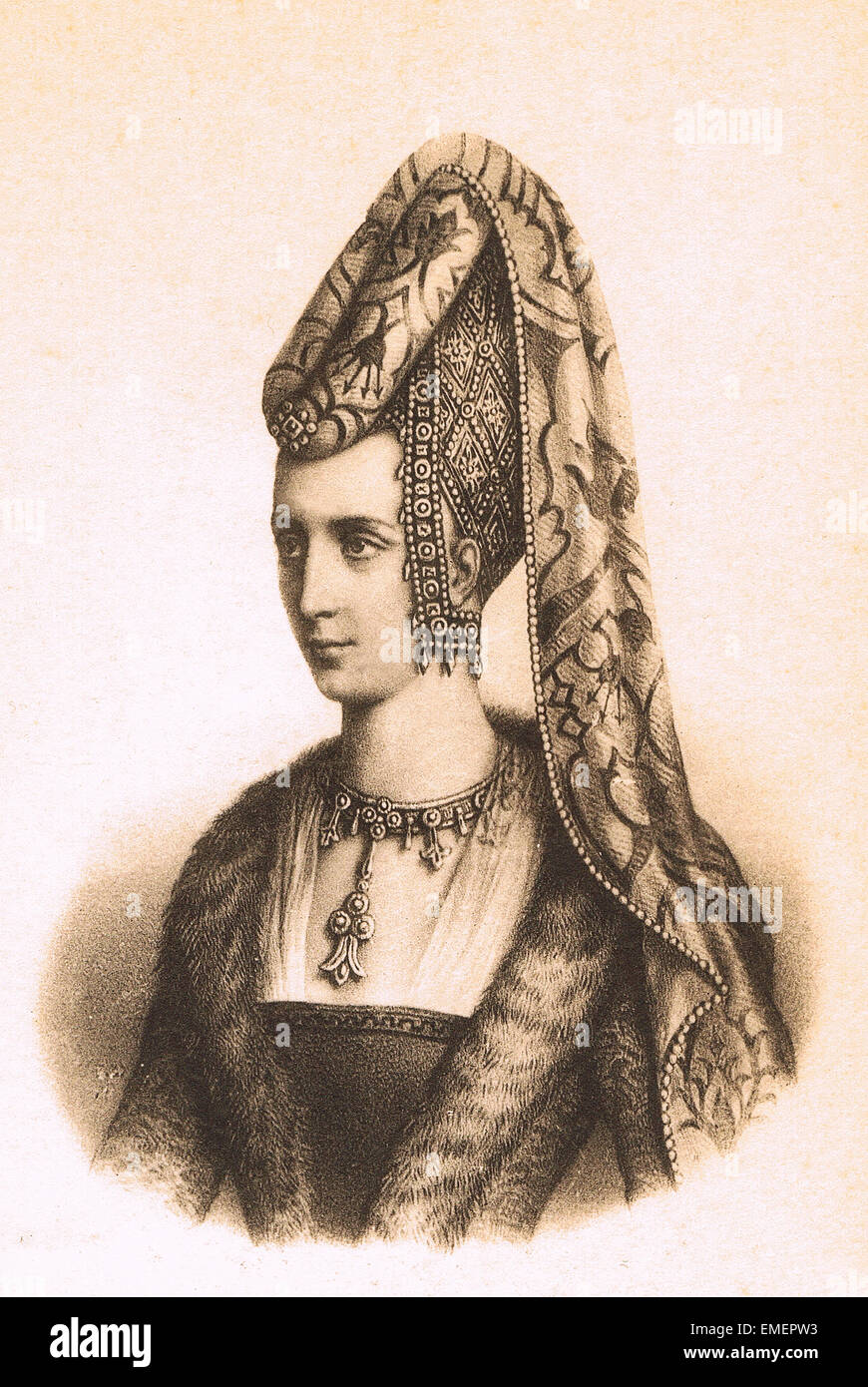 Isabeau de Baviera (también Elisabeth de Bavaria-Ingolstadt; 1370 - 1435), Reina de Francia cuando se casó con el rey Carlos VI en 1385 Foto de stock