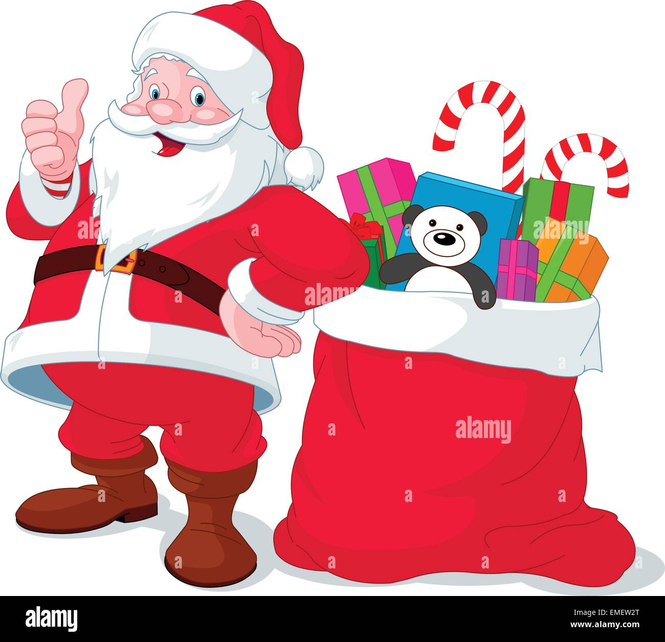 Santa Claus con el saco lleno de regalos Imagen Vector de stock - Alamy
