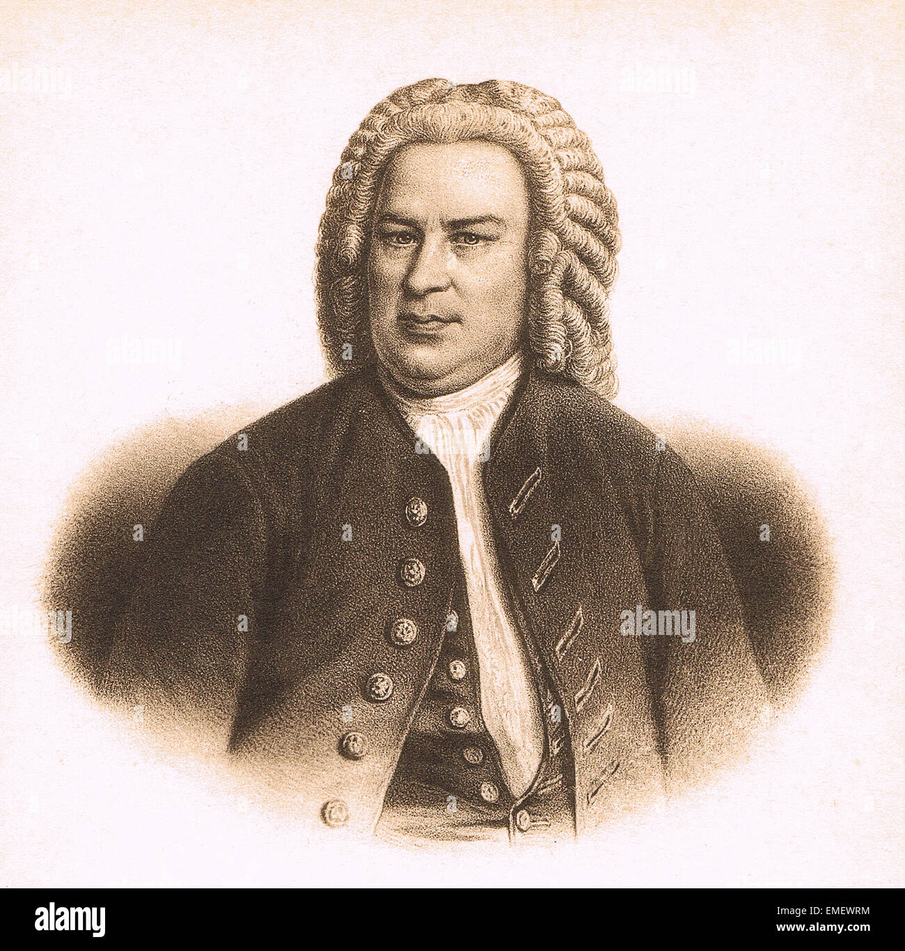 Johann Sebastian Bach (1685 - 1750) fue un compositor y músico alemán de la época barroca. Foto de stock