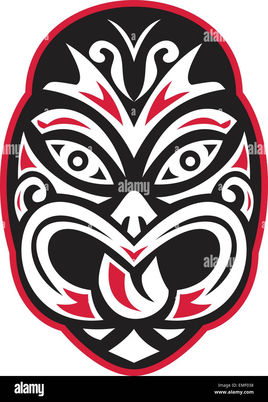 Moko tatuaje máscara Tiki maori Imagen Vector de stock - Alamy