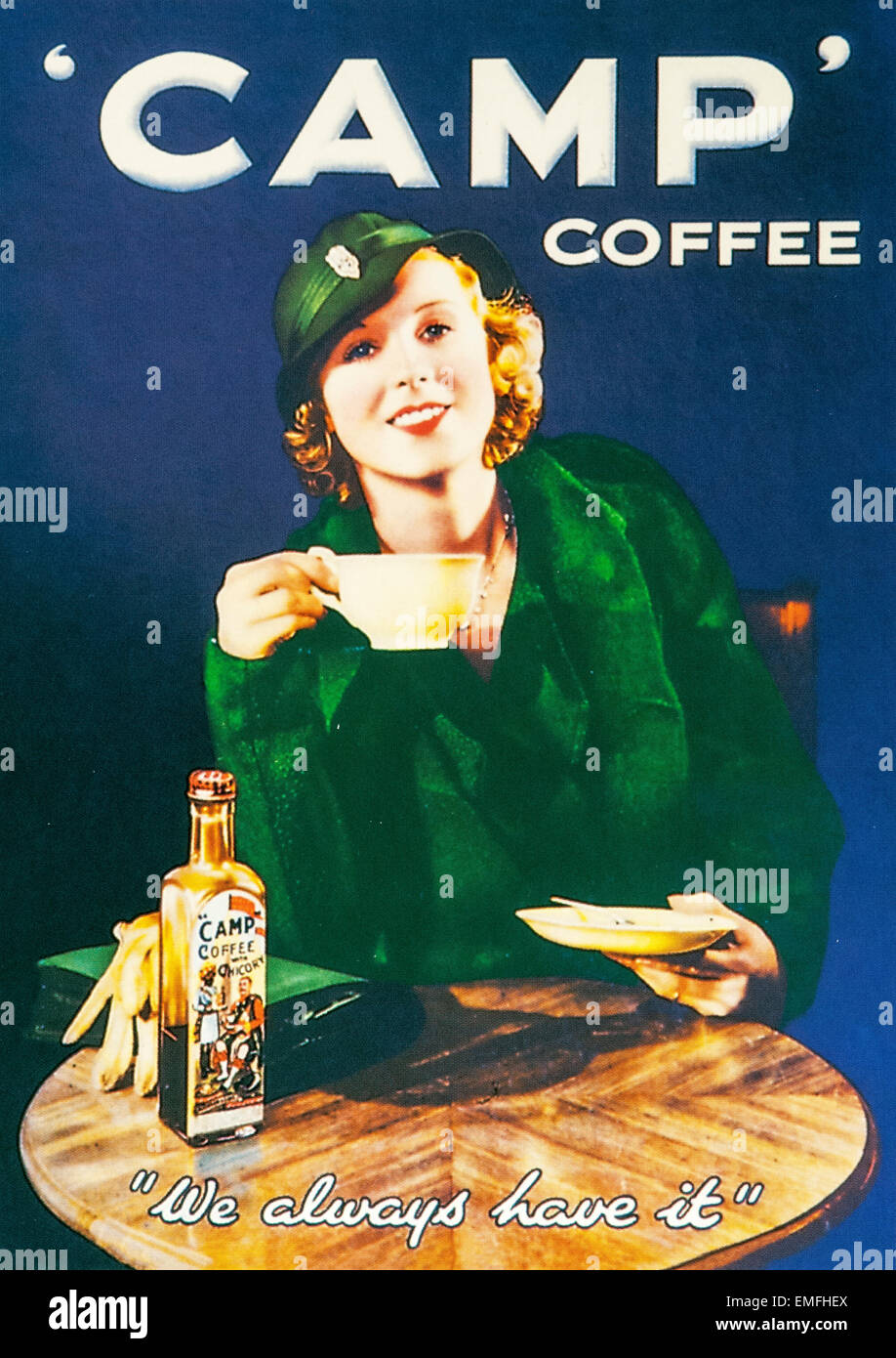 Una guerra mundial 2 anuncio para el campamento de café Foto de stock