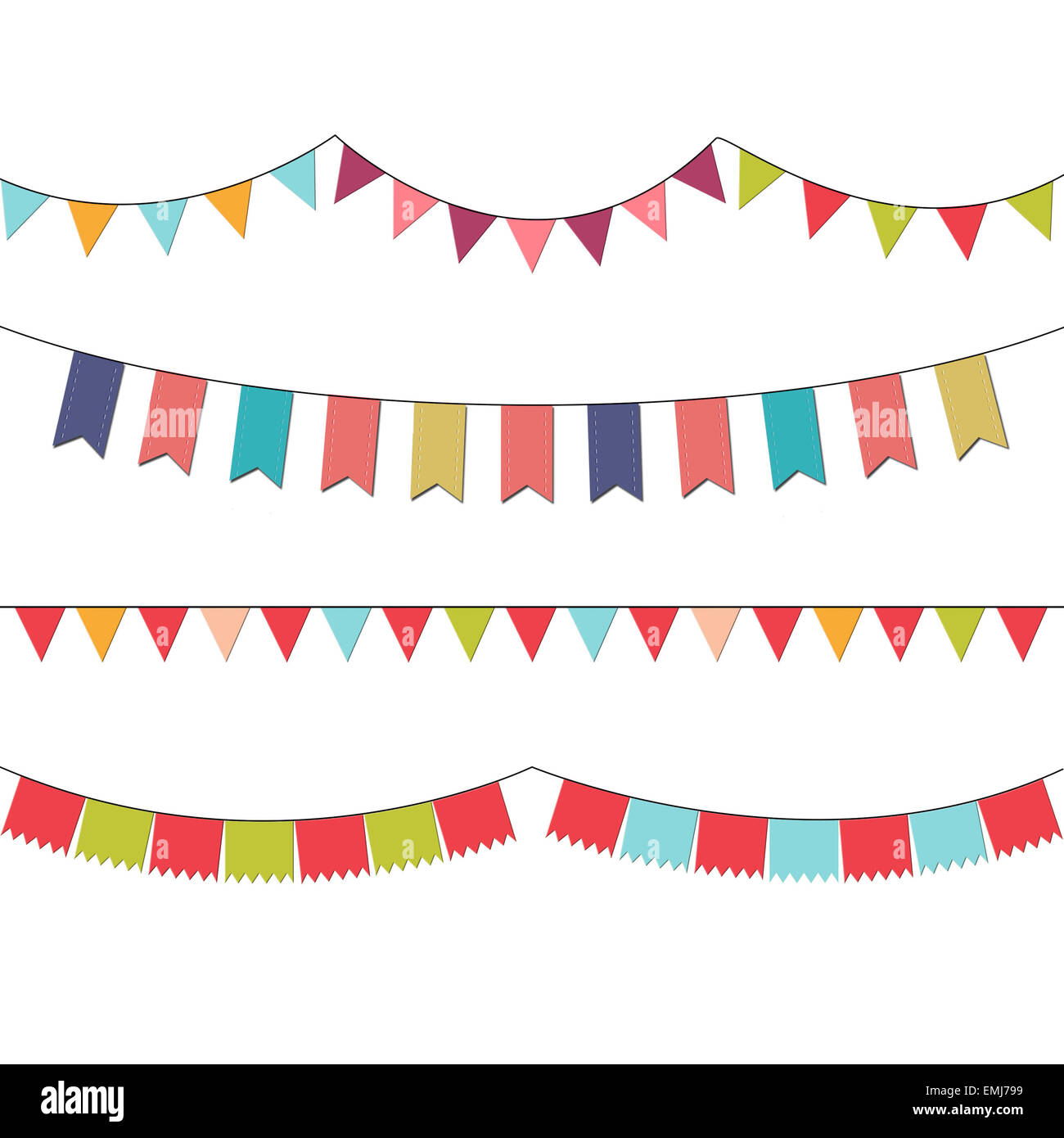 Colorido buntings para invitaciones, tarjetas, folletos, celebraciones. Foto de stock