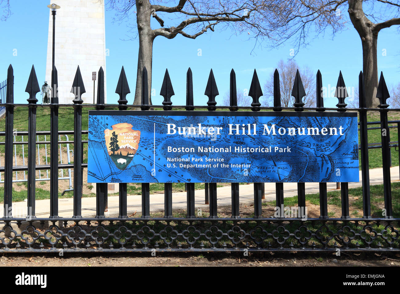 Bunker hill Monument en Boston, Massachusetts. El Freedom Trail de Boston. Foto de stock